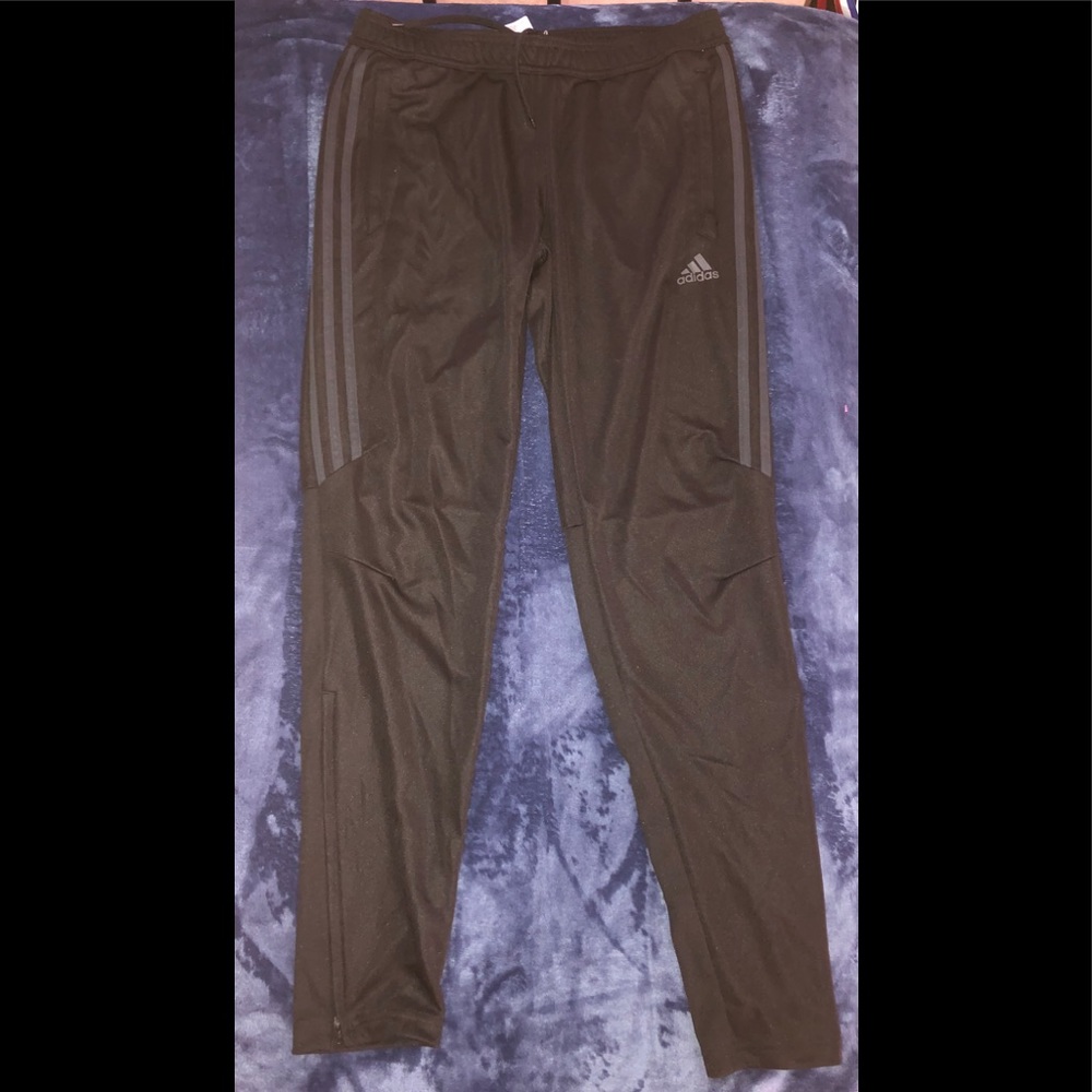 Black with Grey Strips Adidas Pants